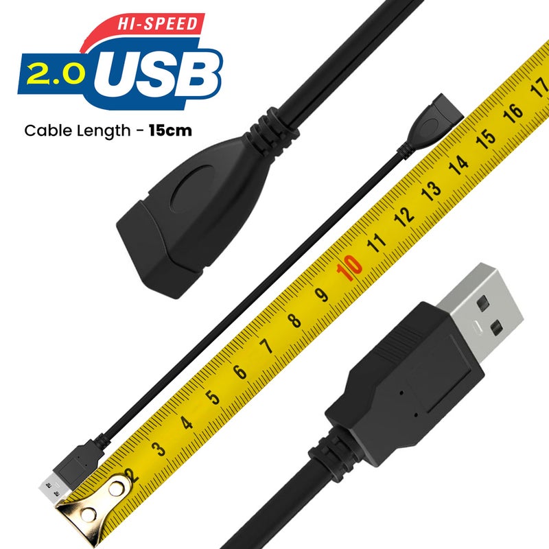 SaiTech IT 4 Pack (15cm - 6inch) Adjustable Flexible USB 2.0 Male to Female Extension Plug/Socket Adapter Cable - Shortest USB 2.0 Extension Cable - Image 2